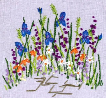JAJ11 Irises Printed Embroidery Kit by Josie Storey