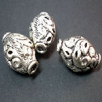 STA21 S.Plated Oval  Patterned Bead x 1