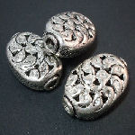 STA22 S.Plated Flat Oval Patterned Bead  x 1