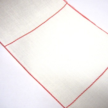 140mm Red Edged Linen Band with Square Panels