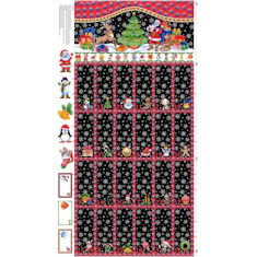 'Christmas Advent Calendar' Panel On Black by Nutex