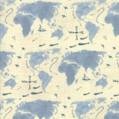 Moda Weather Permitting Forecast World Map Light Blue  by Janet Clare, 1460
