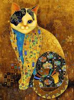 Cleo Klimt Cat panel by Chong A Hwang for Timeless Treasures. 