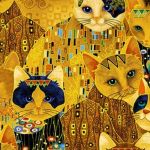 Cleo Gold Multiple Cats  by Chong A Hwang CM1881
