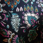 Indian style floral on black Polyester AB73