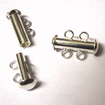 BDN712S 2 Ring Slide Clasp, silver plated x 2 pairs