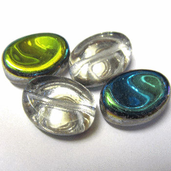 BLI03 Clear Petrol Lozenge Beads x 4