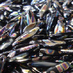 BMB28S Shiny Glass Black Dagger Beads x 24 beads