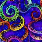 Timeless Treasures Music Jazz Fusion Blue CD2232 .  Don't miss this fabric at this price !