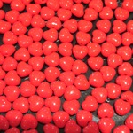 CHR04 Red Glass Heart Beads x 36 