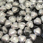 CHR05 Silver Glass Heart Beads x 36