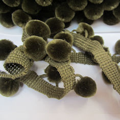 Simplicity Pom Pom Fringe - Olive by the Metre