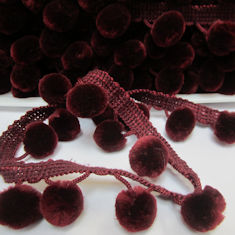 Simplicity Pom Pom Fringe - Burgundy -by the Metre