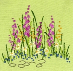 JAJ12 Foxgloves Printed Embroidery Kit by Josie Storey