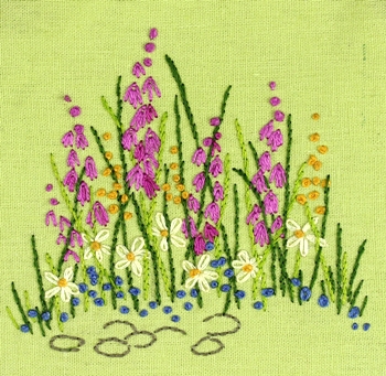 JAJ12 Foxgloves Printed Embroidery Kit by Josie Storey