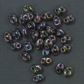 PTB04 Preciosa  Glass Twin Beads purple shiny petrol 