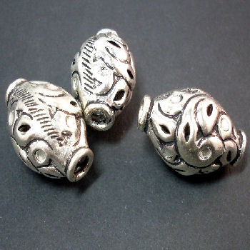 STA21 S.Plated Oval  Patterned Bead x 1