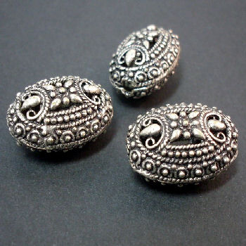 STA28 S.Plated Oval Filigree Bead x 1 