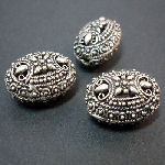 STA28 S.Plated Oval Filigree Bead x 1 