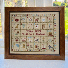 Historical Sampler Company 'T is for Tortoise' Birth Sampler Cross Stitch Kit