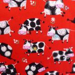Cows on bright red 