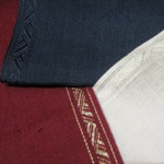 200mm wide  linen band . Navy with self coloured chevron edge .