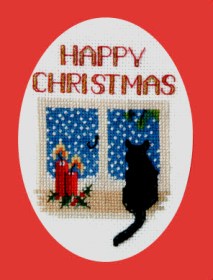 Christmas Cat Cross Stitch Christmas Card Kit by Derwentwater Designs