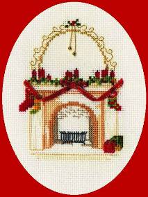 Christmas Fireplace Cross Stitch Christmas Card Kit by Derwentwater Designs