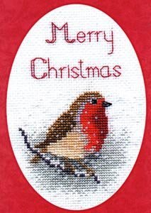 Snow Robin Cross Stitch Christmas Card Kit by Derwentwater Designs