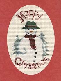 Snowman Cross Stitch Christmas Card Kit by Derwentwater Designs