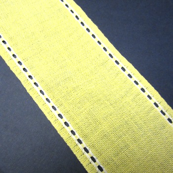 80mm Eyelet Edged Soft Yellow Linen Band