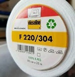 F220/304-   standard medium weight non woven interfacing . Iron on . 90 cm wide . sold by the metre . so one unit is a metre .white .