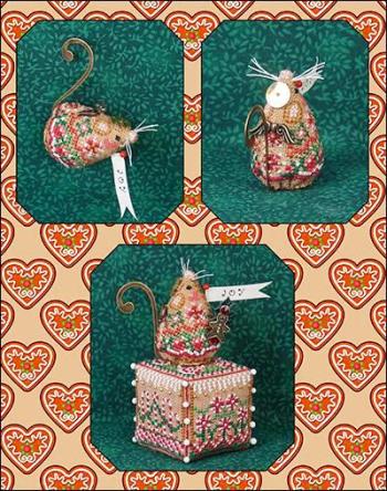 Just Nan Gingerbread  Mrs Santa Mouse Cross Stitch Chart and embellishments 