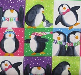 Happy Penguins Squares 50 x 55cm Don't miss this fabric at this price ! 