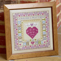 Historical Sampler Company Bird and Heart Wedding Sampler Cross Stitch Kit