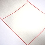 140mm Red Edged Linen Band with Square Panels