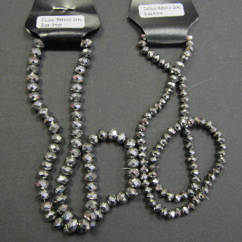 Metallic Grey Glass Crystal Bead String