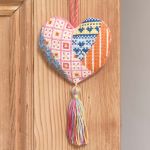 Anchor Patchwork Hearts Collection Pink Hanging Heart