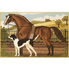 Elizabeth Bradley Tapestry Kit - Suffolk Punch and hound.