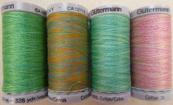 Gutermann Variegated Cotton 30 300m green to pink