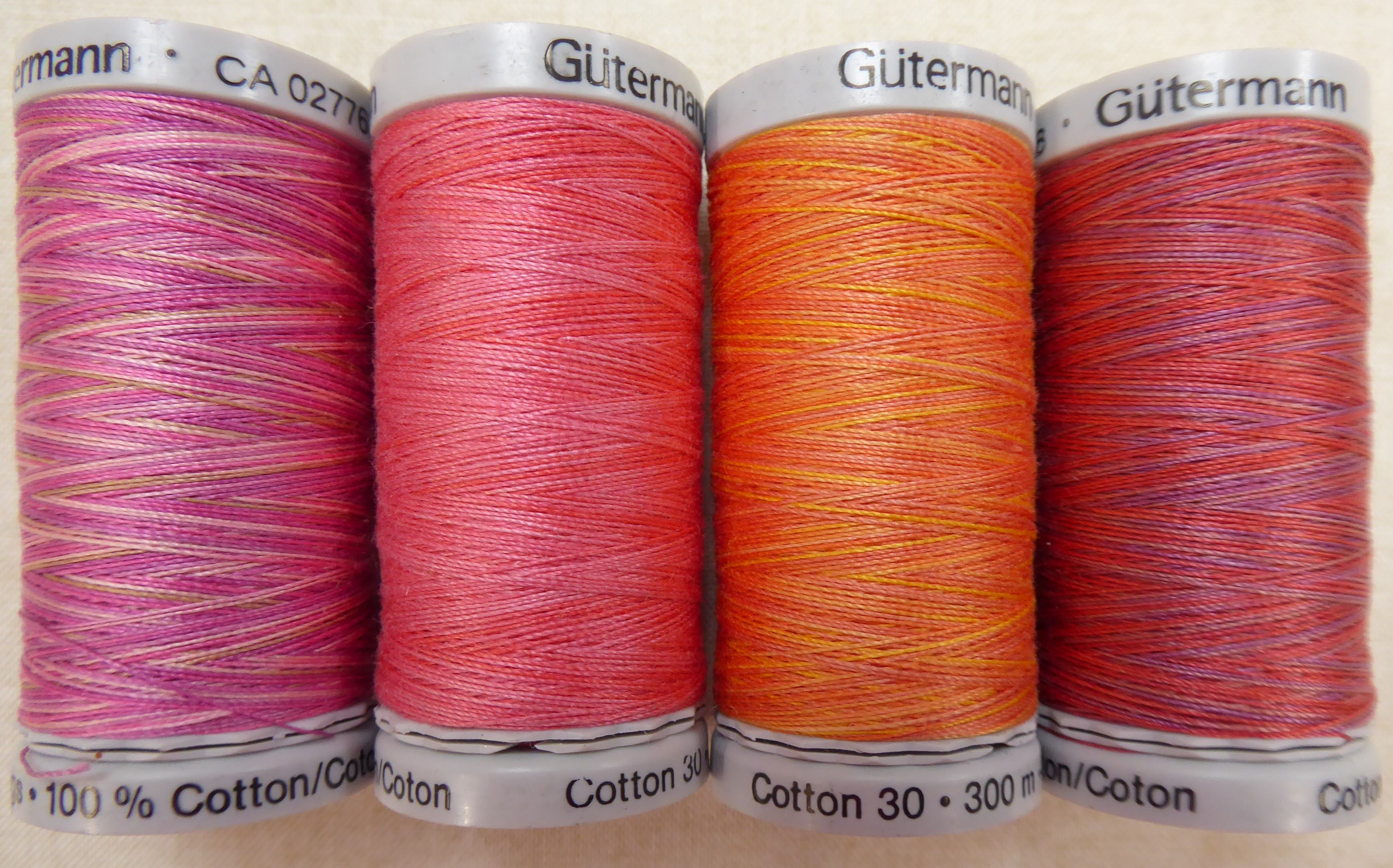 Gutermann Variegated Cotton 30 300m pink and bright