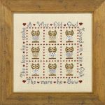 Just Nan Wise Old Owl  Cross Stitch Chart and embellishments 